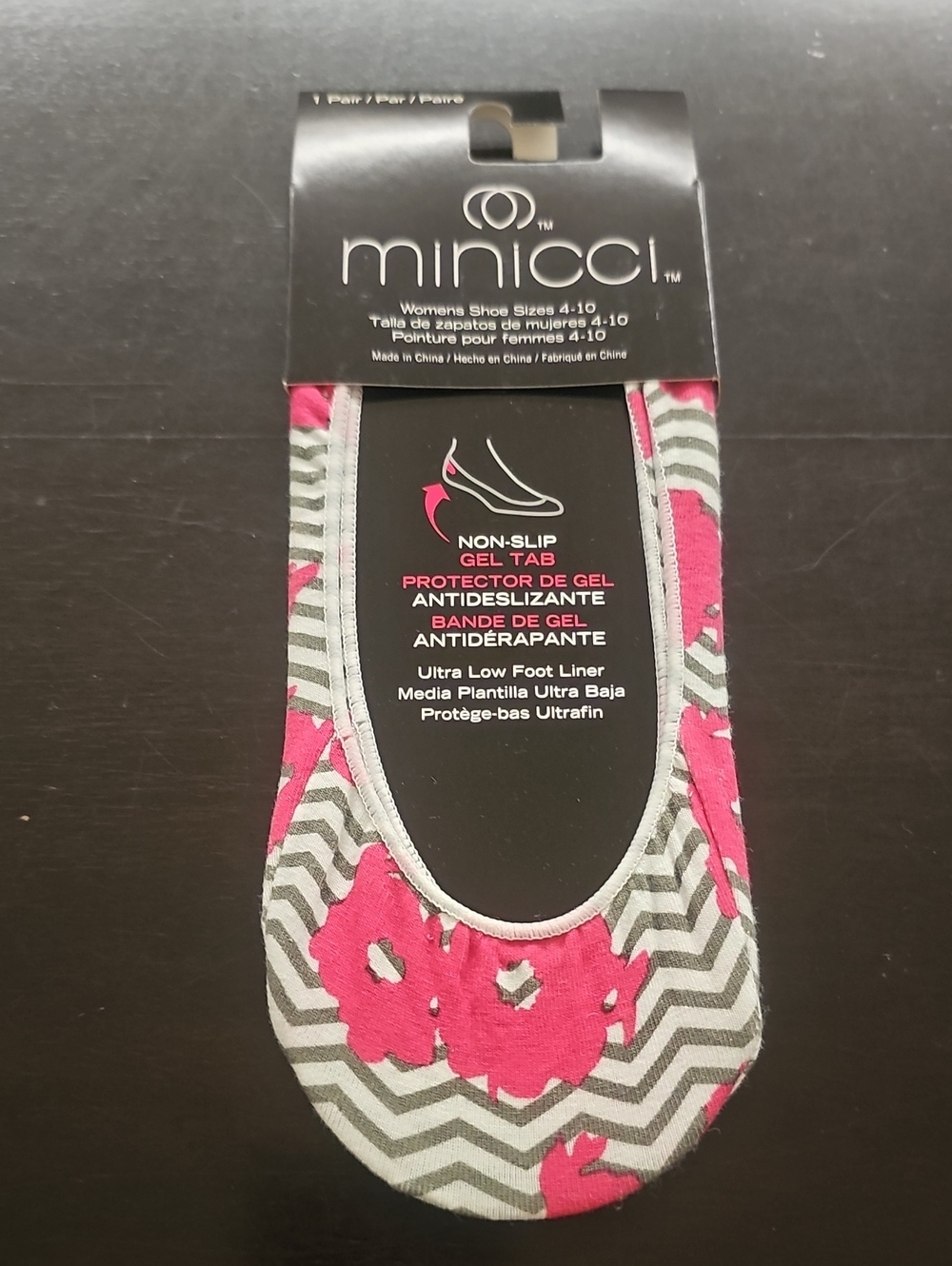 New Minicci Women's Low-Cut Athletic No-Show Socks - Gray & Pink Floral
